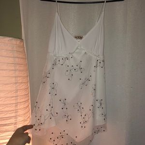 white floral tank top